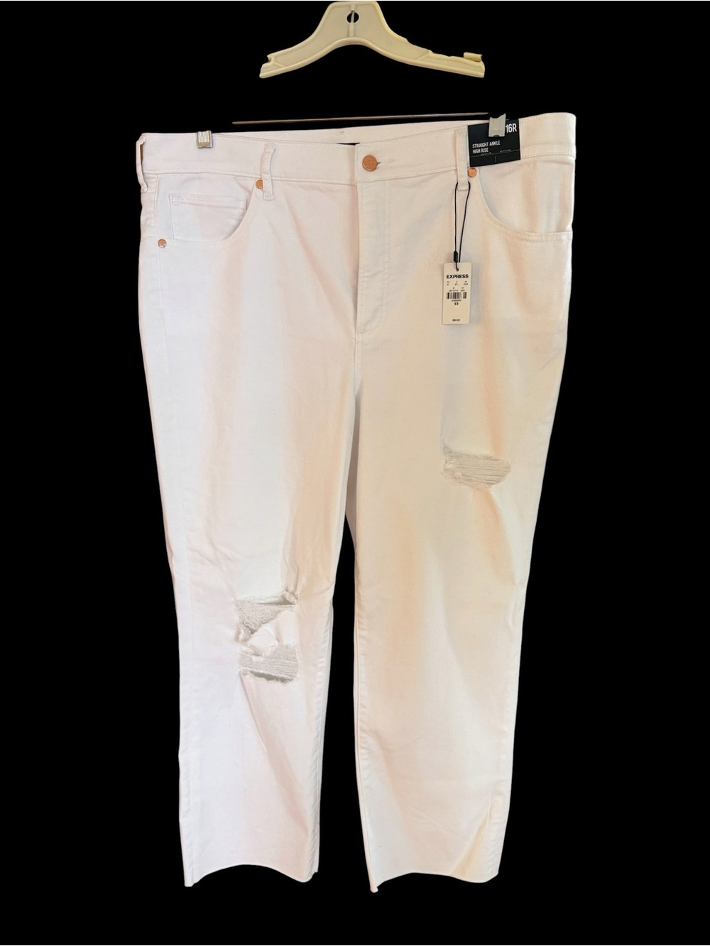 NWT Express Women's Straight Ankle High Rise Distressed Jeans